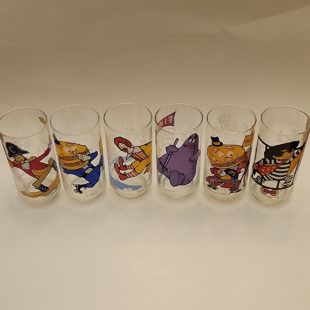 1977 McDonaldland Action Series Set of 6 Character Glasses
